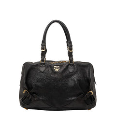 エム シー エム ヴィセトス ロゴグラム ショルダーバッグ ハンドバッグ ブラック レザー レディース MCM 【中古】
