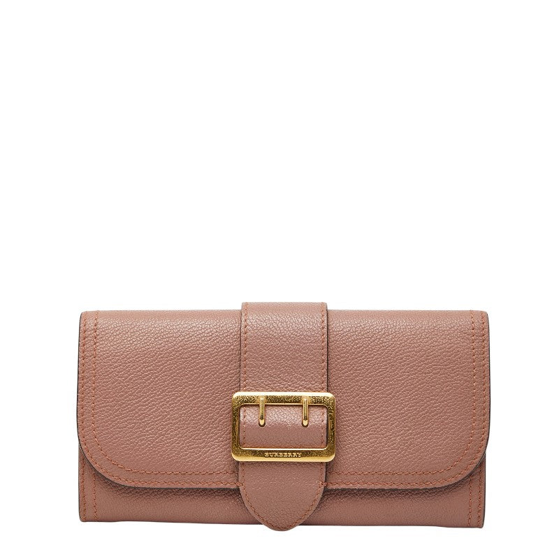 バーバリー 長財布 ピンクベージュ レザー レディース BURBERRY 【中古】