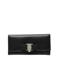 サルヴァトーレフェラガモ ヴァラリボン 長財布 ブラック レザー レディース Salvatore Ferragamo 中古