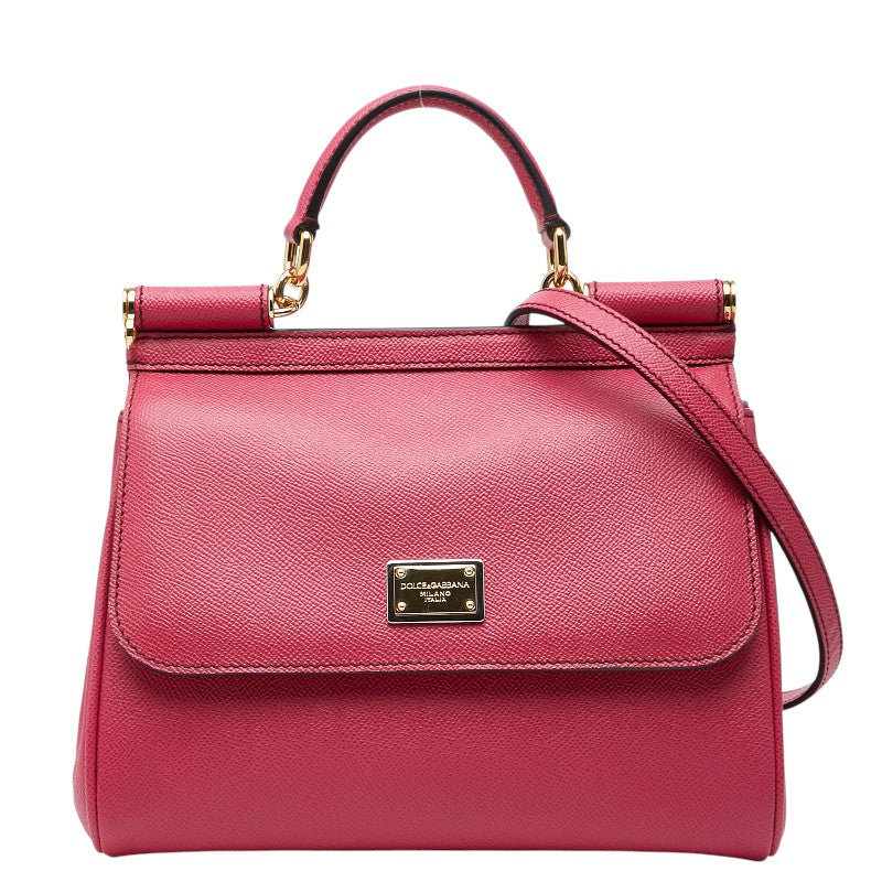 ドルチェアンドガッバーナ シシリー ハンドバッグ ショルダーバッグ 2WAY ピンク レザー レディース DOLCE&GABBANA 【中古】