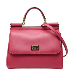 ドルチェアンドガッバーナ シシリー ハンドバッグ ショルダーバッグ 2WAY ピンク レザー レディース DOLCE&GABBANA 【中古】