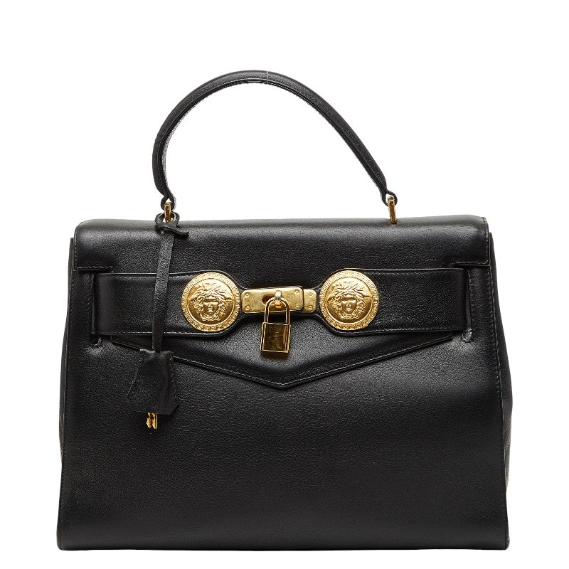 ヴェルサーチェ メデューサ ハンドバッグ ブラック レザー レディース VERSACE 【中古】
