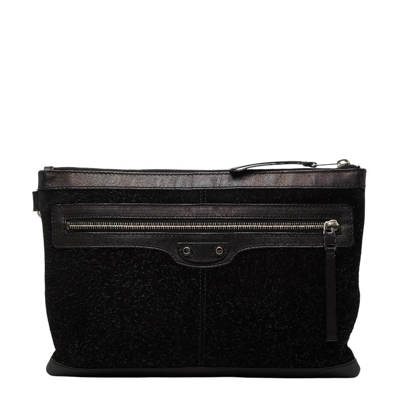 バレンシアガ クラシック クリップM クラッチバッグ セカンドバッグ 273022 ブラック スウェード レザー メンズ BALENCIAGA 【中古】