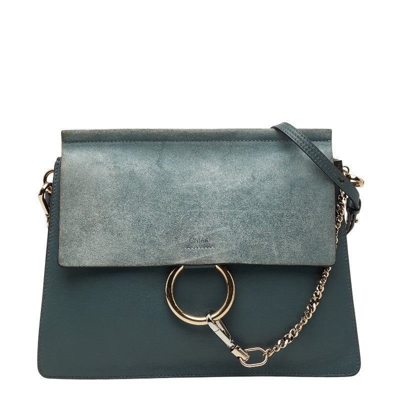 クロエ フェイ ミディアム ショルダーバッグ ブルー レザー スウェード レディース Chloe 【中古】