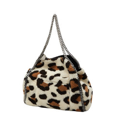 ステラマッカートニー レオパード ファーフリーファー ファラベラ トートバッグ ホワイト ブラウン ボア レディース Stella McCartney 【中古】