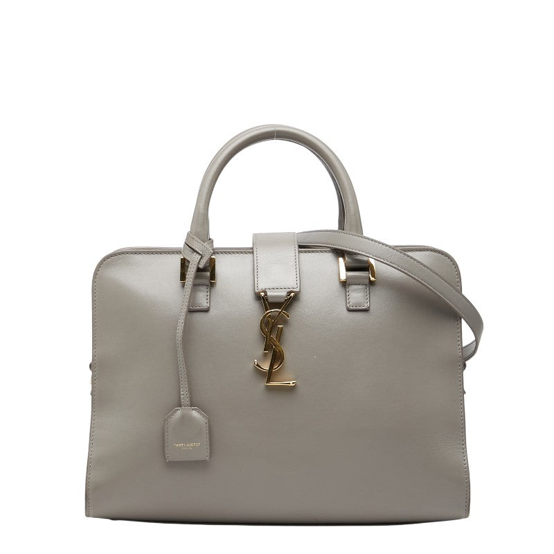 サンローラン YSLロゴ ハンドバッグ ショルダーバッグ 2WAY グレー レザー レディース SAINT LAURENT 【中古】