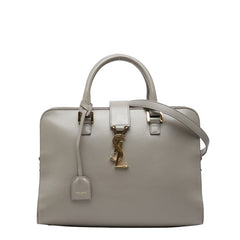 サンローラン YSLロゴ ハンドバッグ ショルダーバッグ 2WAY グレー レザー レディース SAINT LAURENT 【中古】