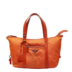 プラダ テスート 三角ロゴプレート トートバッグ ハンドバッグ BR3249 オレンジ ナイロン レディース PRADA 【中古】