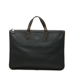 ロエベ アナグラム トレド ビジネスバッグ ブリーフケース ダークグリーン レザー メンズ LOEWE 【中古】
