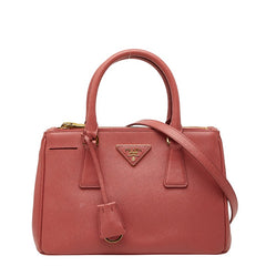 プラダ 三角ロゴプレート ガレリア ハンドバッグ ショルダーバッグ 1BA316 ピンク サフィアーノレザー レディース PRADA 【中古】