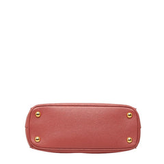 プラダ 三角ロゴプレート ガレリア ハンドバッグ ショルダーバッグ 1BA316 ピンク サフィアーノレザー レディース PRADA 【中古】