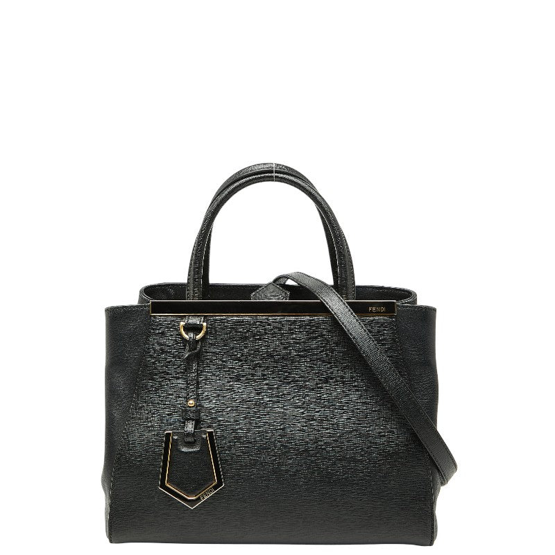 フェンディ プチ トゥージュール ハンドバッグ ショルダーバッグ 2WAY ブラック レザー レディース FENDI 【中古】