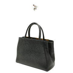フェンディ プチ トゥージュール ハンドバッグ ショルダーバッグ 2WAY ブラック レザー レディース FENDI 【中古】