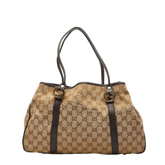 グッチ GGキャンバス ショルダーバッグ トートバッグ 232957 ベージュ ピンク キャンバス レザー レディース GUCCI 【中古】