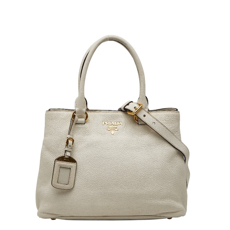 プラダ ショルダーバッグ ハンドバッグ 2WAY 1BA058 ホワイト レザー レディース PRADA 【中古】