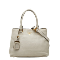 プラダ ショルダーバッグ ハンドバッグ 2WAY 1BA058 ホワイト レザー レディース PRADA 【中古】