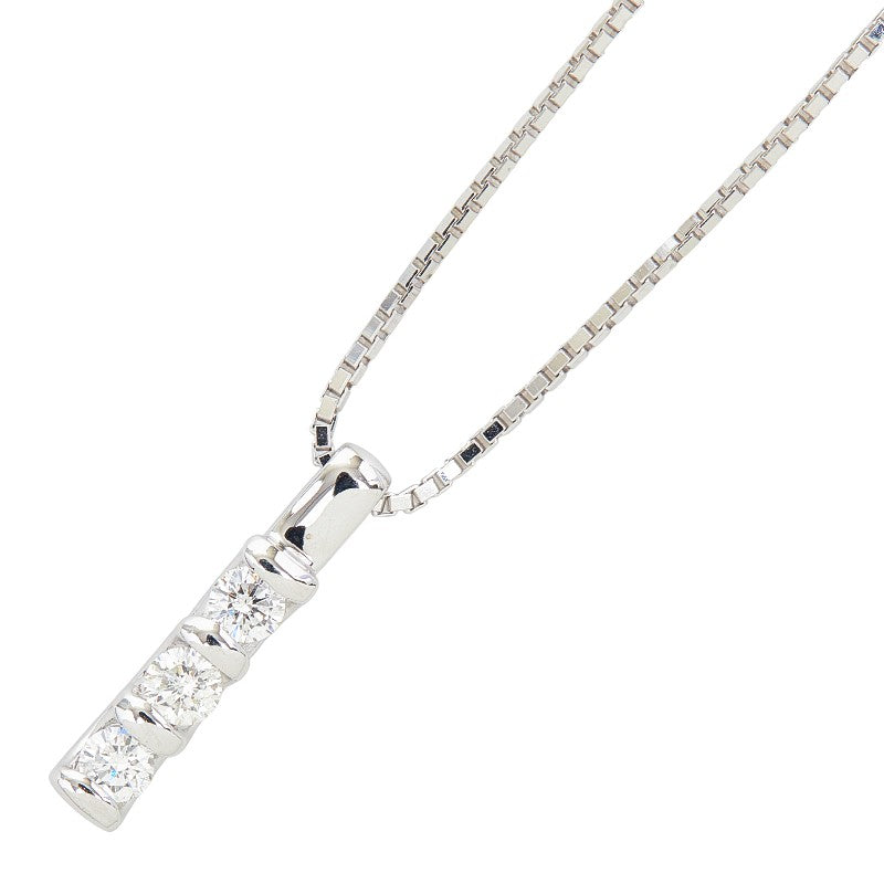 K18WG ホワイトゴールド ダイヤ0.32ct ペンダント ネックレス レディース 【中古】
