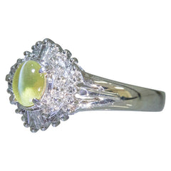 Pt900 プラチナ キャッツアイ0.62ct ダイヤ0.24ct リング 指輪 レディース 9.5号 【中古】