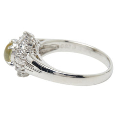 Pt900 プラチナ キャッツアイ0.62ct ダイヤ0.24ct リング 指輪 レディース 9.5号 【中古】