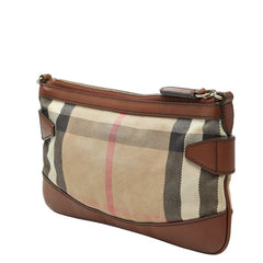 バーバリー ノバチェック ショルダーバッグ ポーチ ベージュ ブラウン レザー キャンバス レディース BURBERRY 【中古】