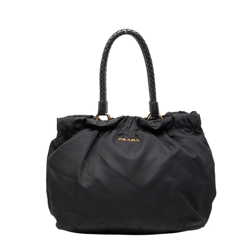 プラダ ハンドバッグ トートバッグ ブラック ナイロン レザー レディース PRADA 【中古】
