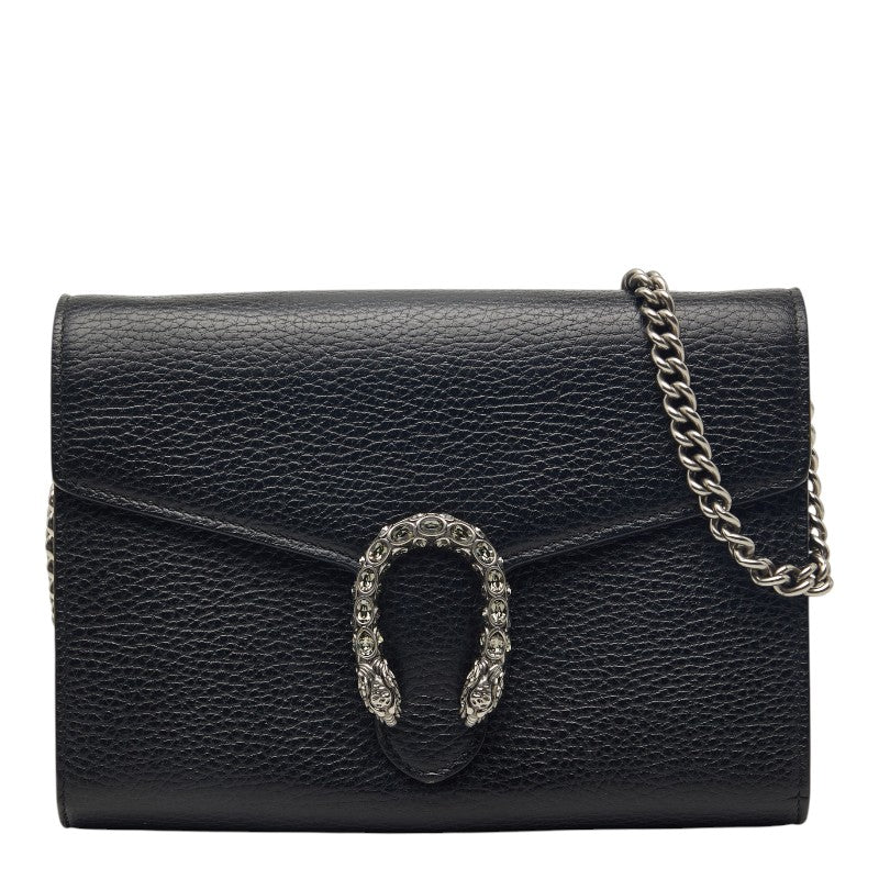 グッチ デュオニソス チェーンウォレット ショルダーバッグ 401231 ブラック PVC レザー レディース GUCCI 【中古】