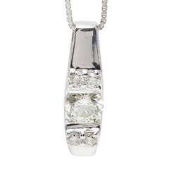K18WG ホワイトゴールド ダイヤ0.166ct ダイヤ0.05ct ペンダント ネックレス レディース 【中古】