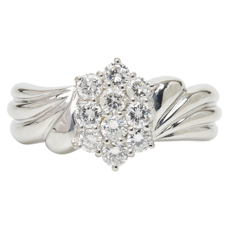 Pt900 プラチナ ダイヤ0.50ct フラワーモチーフ リング 指輪 レディース 11.5号 【中古】