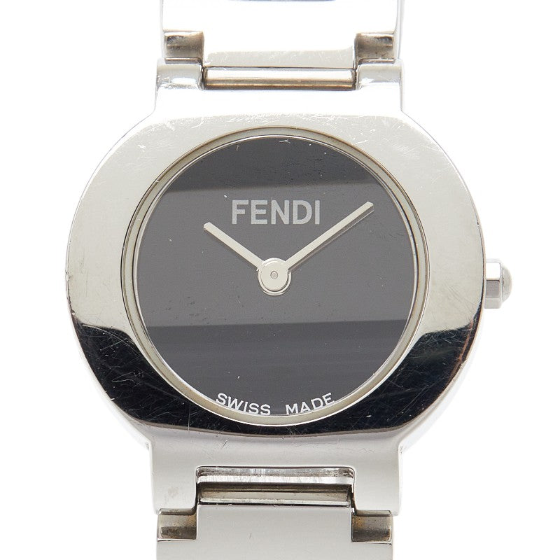 フェンディ オロロジ 腕時計 3050L クオーツ ブラック文字盤 ステンレススチール レディース FENDI 【中古】