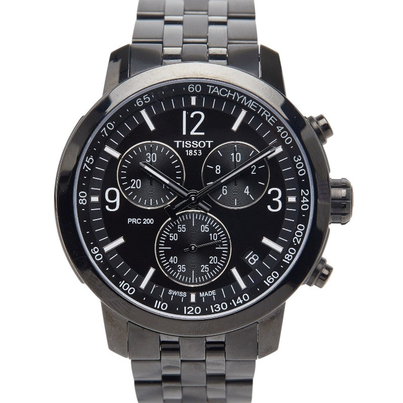 ティソ PRC200 クロノグラフ 腕時計 T114417A クオーツ ブラック文字盤 ステンレススチール メンズ TISSOT 【中古】