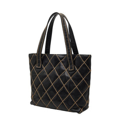 シャネル ココマーク ワイルドステッチ トートバッグ ハンドバッグ A18126 ブラック レザー レディース CHANEL 【中古】