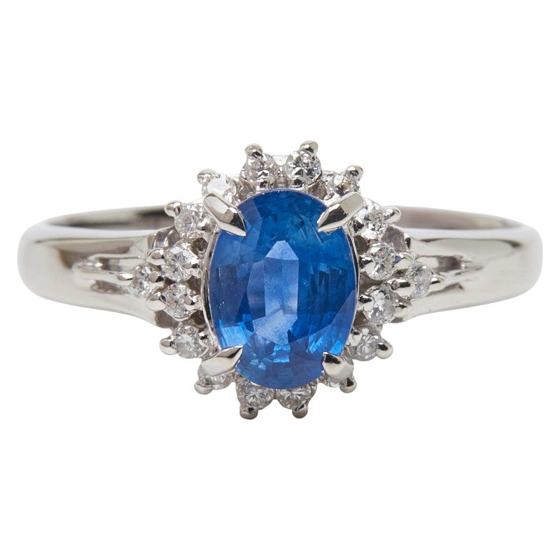 Pt900 プラチナ サファイア0.95ct ダイヤ0.13ct リング 指輪 レディース 11号 【中古】