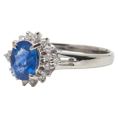 Pt900 プラチナ サファイア0.95ct ダイヤ0.13ct リング 指輪 レディース 11号 【中古】