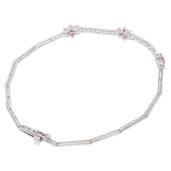 K18WG ホワイトゴールド ルビー0.38ct ダイヤ0.19ct フラワーモチーフ ブレスレット レディース 【中古】