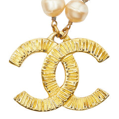 シャネル ココマーク ペンダント ネックレス ゴールド メッキ フェイクパール レディース CHANEL 【中古】