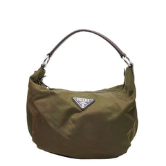 プラダ 三角ロゴプレート ハンドバッグ ワンショルダーバッグ BR3291 カーキグリーン ナイロン レザー レディース PRADA 【中古】
