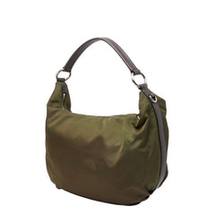 プラダ 三角ロゴプレート ハンドバッグ ワンショルダーバッグ BR3291 カーキグリーン ナイロン レザー レディース PRADA 【中古】