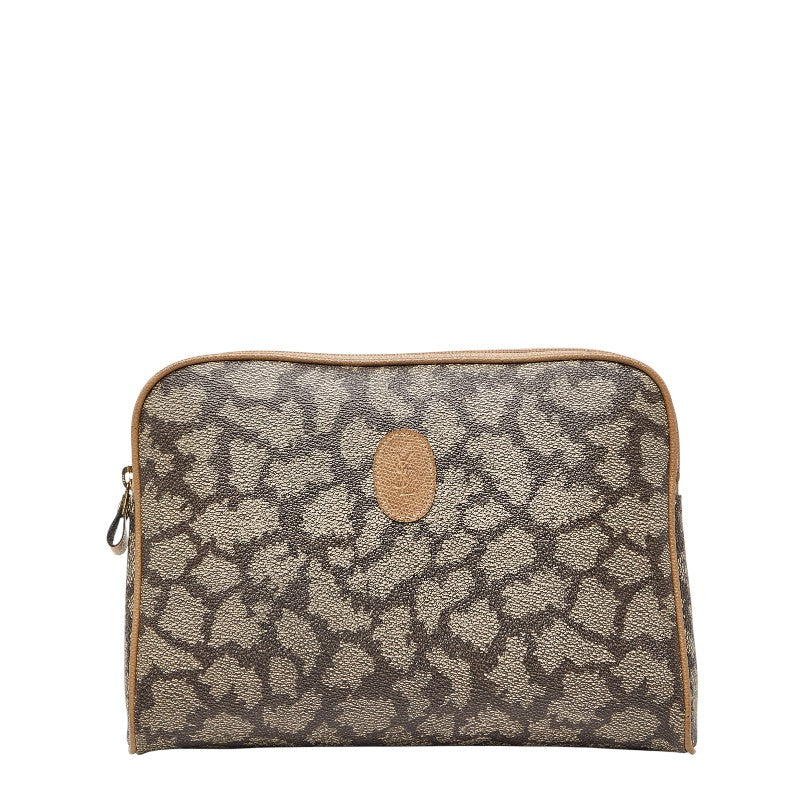 サンローラン ジラフ クラッチバッグ セカンドバッグ ベージュ ブラウン PVC レザー レディース SAINT LAURENT 中古