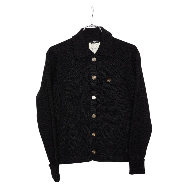 シャネル ココマークボタン ニット カーディガン サイズ38 ブラック カシミヤ100% レディース CHANEL 【中古】