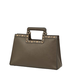 ダイアナ スタッズ ハンドバッグ ショルダーバッグ 2WAY グレージュ レザー レディース DIANA 中古