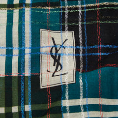 イヴ サンローラン 大判 チェック ストール マルチカラー ウール シルク レディース YVES SAINT LAURENT 【中古】