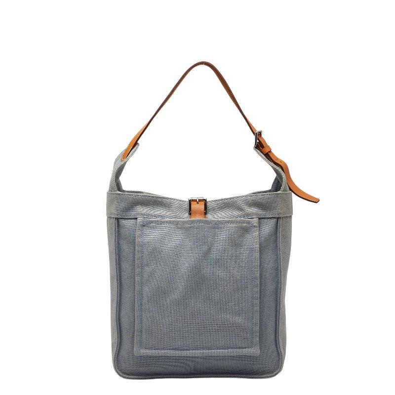エルメス マルワリPM ショルダーバッグ ライトブルー ブラウン キャンバス レザー レディース HERMES 【中古】