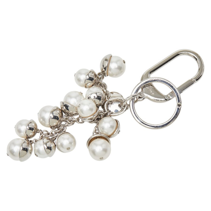 ディオール キーホルダー バッグチャーム シルバー ホワイト メタル フェイクパール レディース Dior 【中古】
