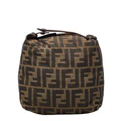 フェンディ ズッカ ポーチ ミニ バニティバッグ 265400 ベージュ ブラウン ナイロン レザー レディース FENDI 【中古】