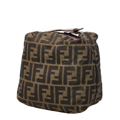 フェンディ ズッカ ポーチ ミニ バニティバッグ 265400 ベージュ ブラウン ナイロン レザー レディース FENDI 【中古】