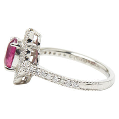 Pt900 プラチナ ルビー1.163ct ダイヤ0.45ct フラワーモチーフ リング 指輪 レディース 9号 【中古】