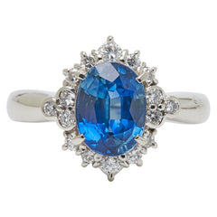 Pt900 プラチナ サファイア2.48ct ダイヤ0.38ct リング 指輪 レディース 13.5号 【中古】