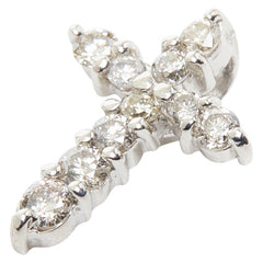 Pt900 プラチナ ダイヤ0.20ct クロスモチーフ ペンダントトップ レディース 【中古】