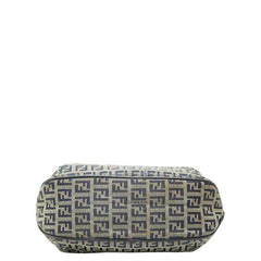 フェンディ ズッキーノ トートバッグ ハンドバッグ ショルダーバッグ ネイビー グレー キャンバス レザー レディース FENDI 【中古】