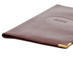 カルティエ マストライン 二つ折り 長財布 札入れ ボルドー ワインレッド レザー レディース CARTIER 【中古】